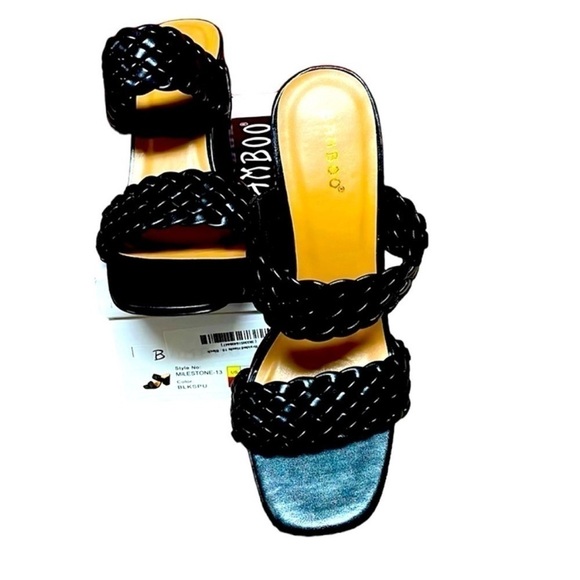 size 10 Bamboo black block heel sandals - Picture 1 of 5